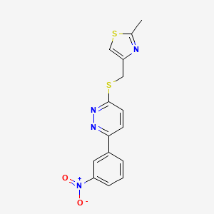 2-Methyl-4-(((6-(3-nitrophenyl)pyridazin-3-yl)thio)methyl)thiazole
