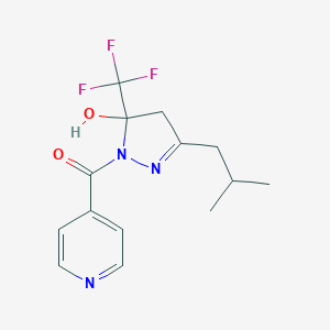 molecular formula C14H16F3N3O2 B299189 3-isobutyl-1-isonicotinoyl-5-(trifluoromethyl)-4,5-dihydro-1H-pyrazol-5-ol 