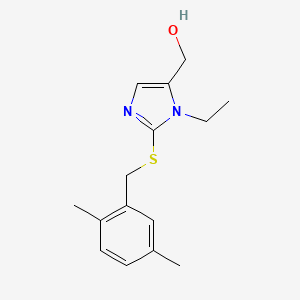 molecular formula C15H20N2OS B2991891 (2-((2,5-dimethylbenzyl)thio)-1-ethyl-1H-imidazol-5-yl)methanol CAS No. 921797-29-7