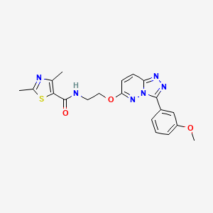 molecular formula C20H20N6O3S B2991895 盐酸N-(2-((3-(3-甲氧苯基)-[1,2,4]三唑噻吩-6-基)氧基)乙基)-2,4-二甲基噻唑-5-羧酰胺 CAS No. 1021031-06-0