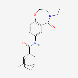 molecular formula C22H28N2O3 B2991900 (3r,5r,7r)-N-(4-ethyl-5-oxo-2,3,4,5-tetrahydrobenzo[f][1,4]oxazepin-7-yl)adamantane-1-carboxamide CAS No. 922054-71-5