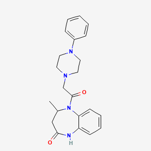 molecular formula C22H26N4O2 B2991903 4-methyl-5-[2-(4-phenylpiperazino)acetyl]-1,3,4,5-tetrahydro-2H-1,5-benzodiazepin-2-one CAS No. 866156-82-3