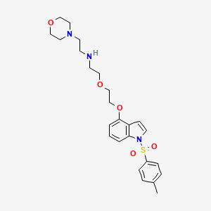 molecular formula C25H33N3O5S B2991907 2-[2-({1-[(4-甲基苯基)磺酰基]-1H-吲哚-4-基}氧基)乙氧基]-N-(2-吗啉乙基)-1-乙胺 CAS No. 860785-84-8