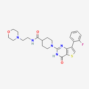 molecular formula C24H28FN5O3S B2991909 1-(7-(2-氟苯基)-4-氧代-3,4-二氢噻吩并[3,2-d]嘧啶-2-基)-N-(2-吗啉乙基)哌啶-4-甲酰胺 CAS No. 1242859-59-1