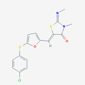 molecular formula C16H13ClN2O2S2 B299191 5-({5-[(4-Chlorophenyl)sulfanyl]-2-furyl}methylene)-3-methyl-2-(methylimino)-1,3-thiazolidin-4-one 