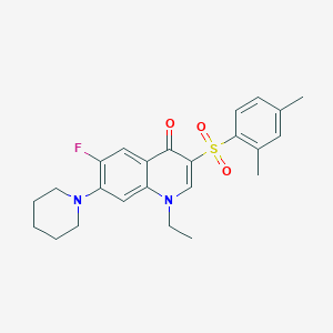molecular formula C24H27FN2O3S B2991913 3-[(2,4-dimethylphenyl)sulfonyl]-1-ethyl-6-fluoro-7-piperidin-1-ylquinolin-4(1H)-one CAS No. 892778-71-1