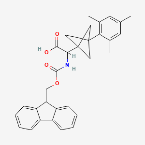 molecular formula C31H31NO4 B2991923 2-(9H-Fluoren-9-ylmethoxycarbonylamino)-2-[3-(2,4,6-trimethylphenyl)-1-bicyclo[1.1.1]pentanyl]acetic acid CAS No. 2287267-52-9