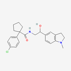 molecular formula C23H27ClN2O2 B2991940 1-(4-chlorophenyl)-N-(2-hydroxy-2-(1-methylindolin-5-yl)ethyl)cyclopentanecarboxamide CAS No. 1705401-44-0