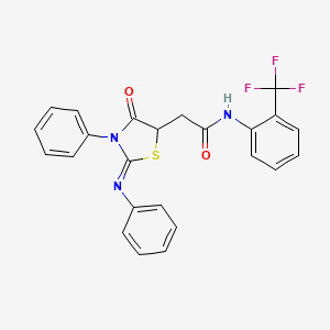 molecular formula C24H18F3N3O2S B2991941 2-[(2Z)-4-oxo-3-phenyl-2-(phenylimino)-1,3-thiazolidin-5-yl]-N-[2-(trifluoromethyl)phenyl]acetamide CAS No. 301683-34-1