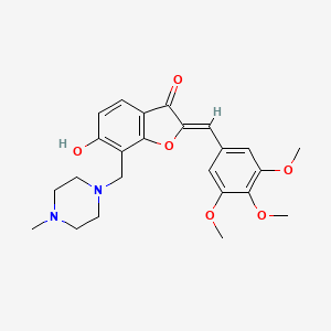 molecular formula C24H28N2O6 B2991942 (Z)-6-hydroxy-7-((4-methylpiperazin-1-yl)methyl)-2-(3,4,5-trimethoxybenzylidene)benzofuran-3(2H)-one CAS No. 869078-32-0