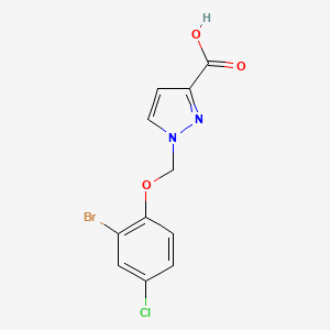 molecular formula C11H8BrClN2O3 B2991943 1-[(2-溴-4-氯苯氧基)甲基]-1H-吡唑-3-甲酸 CAS No. 1001500-71-5