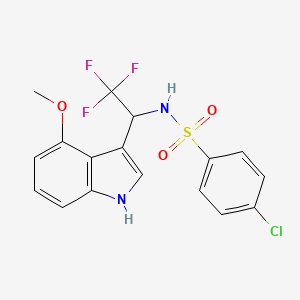 molecular formula C17H14ClF3N2O3S B2991944 4-Chloro-N-[2,2,2-trifluoro-1-(4-methoxy-1H-indol-3-yl)ethyl]benzenesulfonamide CAS No. 2309475-61-2