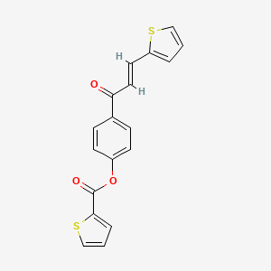 molecular formula C18H12O3S2 B2991951 4-[3-(2-Thienyl)acryloyl]phenyl 2-thiophenecarboxylate CAS No. 306730-55-2