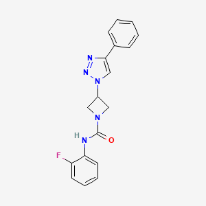 molecular formula C18H16FN5O B2991953 N-(2-氟苯基)-3-(4-苯基-1H-1,2,3-三唑-1-基)氮杂环丁烷-1-羧酰胺 CAS No. 2034266-46-9