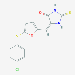 molecular formula C14H9ClN2O2S2 B299196 5-({5-[(4-Chlorophenyl)sulfanyl]-2-furyl}methylene)-2-thioxo-4-imidazolidinone 
