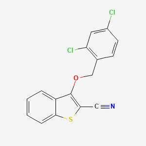 molecular formula C16H9Cl2NOS B2991962 3-[(2,4-Dichlorophenyl)methoxy]-1-benzothiophene-2-carbonitrile CAS No. 303985-57-1