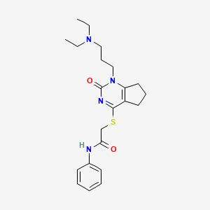 molecular formula C22H30N4O2S B2991963 2-({1-[3-(diethylamino)propyl]-2-oxo-1H,2H,5H,6H,7H-cyclopenta[d]pyrimidin-4-yl}sulfanyl)-N-phenylacetamide CAS No. 898434-64-5