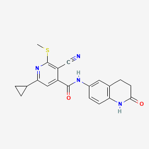 molecular formula C20H18N4O2S B2991965 3-cyano-6-cyclopropyl-2-(methylsulfanyl)-N-(2-oxo-1,2,3,4-tetrahydroquinolin-6-yl)pyridine-4-carboxamide CAS No. 1428088-37-2