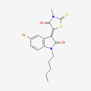 molecular formula C17H17BrN2O2S2 B2991967 (3Z)-5-bromo-3-(3-methyl-4-oxo-2-thioxo-1,3-thiazolidin-5-ylidene)-1-pentyl-1,3-dihydro-2H-indol-2-one CAS No. 618075-18-6