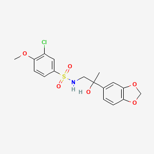 molecular formula C17H18ClNO6S B2991970 N-(2-(苯并[d][1,3]二氧杂环-5-基)-2-羟丙基)-3-氯-4-甲氧基苯甲酰胺 CAS No. 1396884-99-3