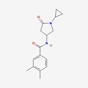 molecular formula C16H20N2O2 B2991973 N-(1-cyclopropyl-5-oxopyrrolidin-3-yl)-3,4-dimethylbenzamide CAS No. 1351632-69-3