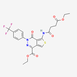 molecular formula C22H20F3N3O6S B2991979 Ethyl 5-(4-ethoxy-4-oxobutanamido)-4-oxo-3-(4-(trifluoromethyl)phenyl)-3,4-dihydrothieno[3,4-d]pyridazine-1-carboxylate CAS No. 887873-64-5