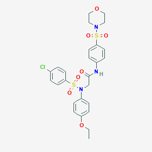 molecular formula C26H28ClN3O7S2 B299198 2-{[(4-chlorophenyl)sulfonyl]-4-ethoxyanilino}-N-[4-(4-morpholinylsulfonyl)phenyl]acetamide 