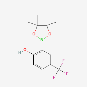 molecular formula C13H16BF3O3 B2991983 2-(4,4,5,5-Tetramethyl-1,3,2-dioxaborolan-2-YL)-4-(trifluoromethyl)phenol CAS No. 779331-13-4