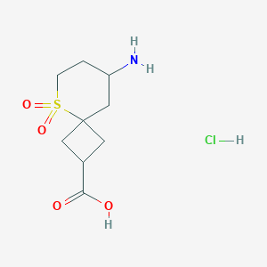 molecular formula C9H16ClNO4S B2991984 8-Amino-5-thiaspiro[3.5]nonane-2-carboxylic acid 5,5-dioxide hydrochloride CAS No. 2137662-12-3