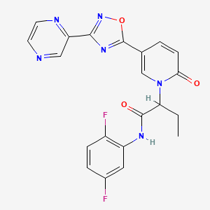 molecular formula C21H16F2N6O3 B2991990 N-(2,5-二氟苯基)-2-(2-氧代-5-(3-(吡嗪-2-基)-1,2,4-恶二唑-5-基)吡啶-1(2H)-基)丁酰胺 CAS No. 1396578-87-2