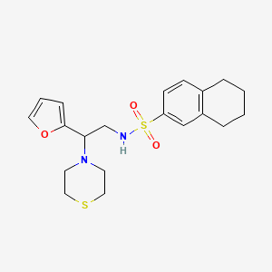 molecular formula C20H26N2O3S2 B2991992 N-(2-(furan-2-yl)-2-thiomorpholinoethyl)-5,6,7,8-tetrahydronaphthalene-2-sulfonamide CAS No. 2034456-50-1
