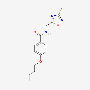 molecular formula C15H19N3O3 B2991996 4-butoxy-N-((3-methyl-1,2,4-oxadiazol-5-yl)methyl)benzamide CAS No. 1235304-06-9