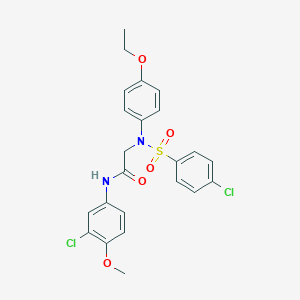 molecular formula C23H22Cl2N2O5S B299200 N-(3-chloro-4-methoxyphenyl)-2-{[(4-chlorophenyl)sulfonyl]-4-ethoxyanilino}acetamide 