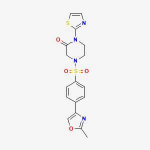 molecular formula C17H16N4O4S2 B2992003 4-[4-(2-Methyl-1,3-oxazol-4-yl)benzenesulfonyl]-1-(1,3-thiazol-2-yl)piperazin-2-one CAS No. 2320539-48-6