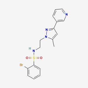 molecular formula C17H17BrN4O2S B2992004 2-bromo-N-(2-(5-methyl-3-(pyridin-3-yl)-1H-pyrazol-1-yl)ethyl)benzenesulfonamide CAS No. 2034325-52-3