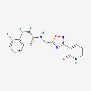 molecular formula C17H13FN4O3 B2992013 (Z)-3-(2-fluorophenyl)-N-((3-(2-oxo-1,2-dihydropyridin-3-yl)-1,2,4-oxadiazol-5-yl)methyl)acrylamide CAS No. 2034997-32-3