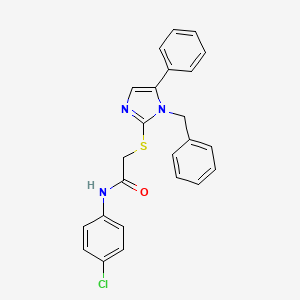 molecular formula C24H20ClN3OS B2992014 2-(1-benzyl-5-phenylimidazol-2-yl)sulfanyl-N-(4-chlorophenyl)acetamide CAS No. 878618-76-9