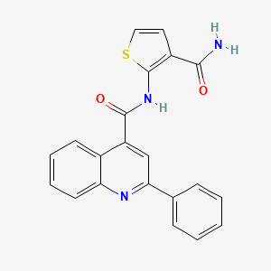 molecular formula C21H15N3O2S B2992015 N-(3-carbamoylthiophen-2-yl)-2-phenylquinoline-4-carboxamide CAS No. 713119-40-5