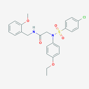molecular formula C24H25ClN2O5S B299202 2-{[(4-chlorophenyl)sulfonyl]-4-ethoxyanilino}-N-(2-methoxybenzyl)acetamide 