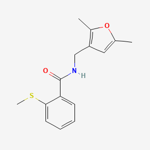 molecular formula C15H17NO2S B2992020 N-((2,5-二甲基呋喃-3-基)甲基)-2-(甲硫基)苯甲酰胺 CAS No. 1351622-09-7