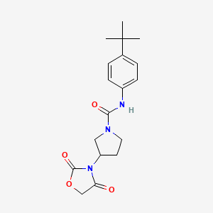 molecular formula C18H23N3O4 B2992021 N-(4-(叔丁基)苯基)-3-(2,4-二氧代恶唑烷-3-基)吡咯烷-1-甲酰胺 CAS No. 1903899-67-1