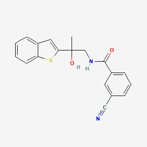 molecular formula C19H16N2O2S B2992023 N-(2-(benzo[b]thiophen-2-yl)-2-hydroxypropyl)-3-cyanobenzamide CAS No. 2034471-24-2