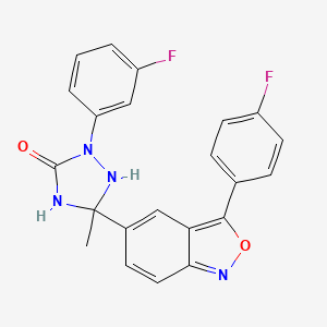 molecular formula C22H16F2N4O2 B2992024 2-(3-Fluorophenyl)-5-[3-(4-fluorophenyl)-2,1-benzoxazol-5-yl]-5-methyl-1,2,4-triazolidin-3-one CAS No. 321433-44-7