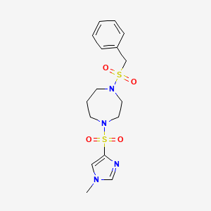 molecular formula C16H22N4O4S2 B2992026 1-(苄基磺酰基)-4-((1-甲基-1H-咪唑-4-基)磺酰基)-1,4-二氮杂环己烷 CAS No. 1903475-41-1