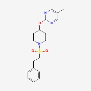 molecular formula C18H23N3O3S B2992030 5-Methyl-2-[1-(2-phenylethylsulfonyl)piperidin-4-yl]oxypyrimidine CAS No. 2380057-68-9