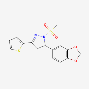 5-(benzo[d][1,3]dioxol-5-yl)-1-(methylsulfonyl)-3-(thiophen-2-yl)-4,5-dihydro-1H-pyrazole