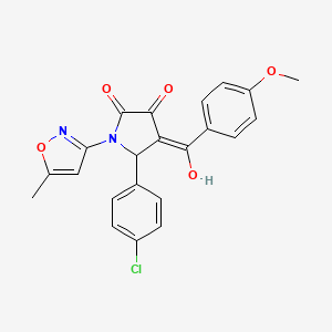 molecular formula C22H17ClN2O5 B2992035 5-(4-chlorophenyl)-3-hydroxy-4-(4-methoxybenzoyl)-1-(5-methylisoxazol-3-yl)-1H-pyrrol-2(5H)-one CAS No. 618876-05-4