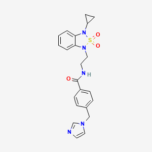 N-[2-(3-cyclopropyl-2,2-dioxo-1,3-dihydro-2lambda6,1,3-benzothiadiazol-1-yl)ethyl]-4-[(1H-imidazol-1-yl)methyl]benzamide