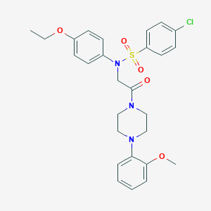 molecular formula C27H30ClN3O5S B299204 4-chloro-N-(4-ethoxyphenyl)-N-{2-[4-(2-methoxyphenyl)-1-piperazinyl]-2-oxoethyl}benzenesulfonamide 