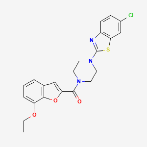 molecular formula C22H20ClN3O3S B2992040 (4-(6-氯苯并[d]噻唑-2-基)哌嗪-1-基)(7-乙氧基苯并呋喃-2-基)甲酮 CAS No. 921827-40-9